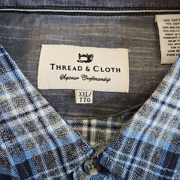 Thread & Cloth Flannel Shirt Women's XXL Blue Long Sleeve Button Down EUC - Picture 6 of 14